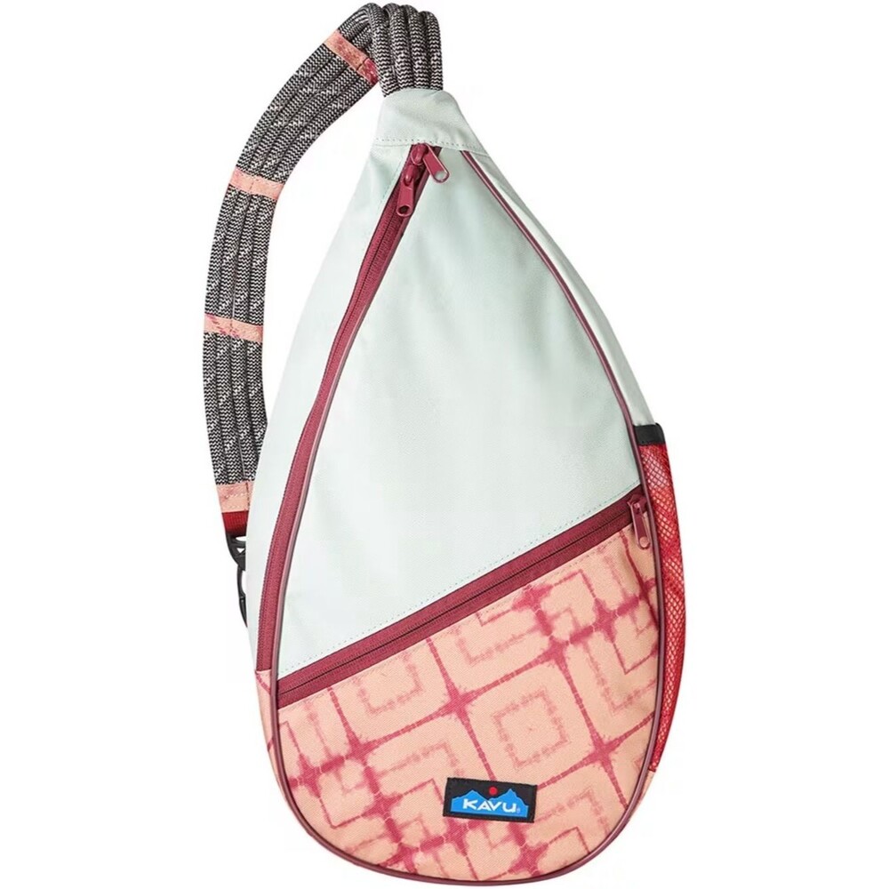 Kavu Paxton Pack Rope Sling Bag Meadow Dye Mint Peach & Burgundy Hiking Outdoor